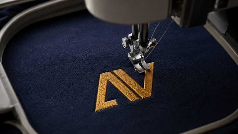 Aplicación de logo en taller