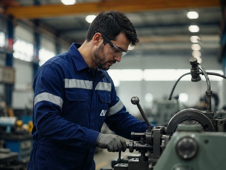Uniforme industrial en uso